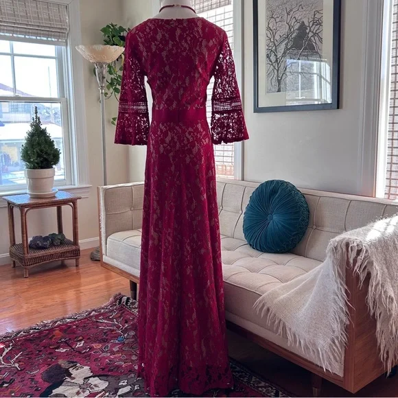 Red Lace Maxi Dress - Picture 7 of 7